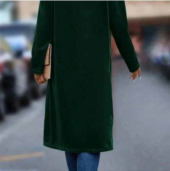 Shawl Collar Open Front Velvet Coat - Picture 5 of 5